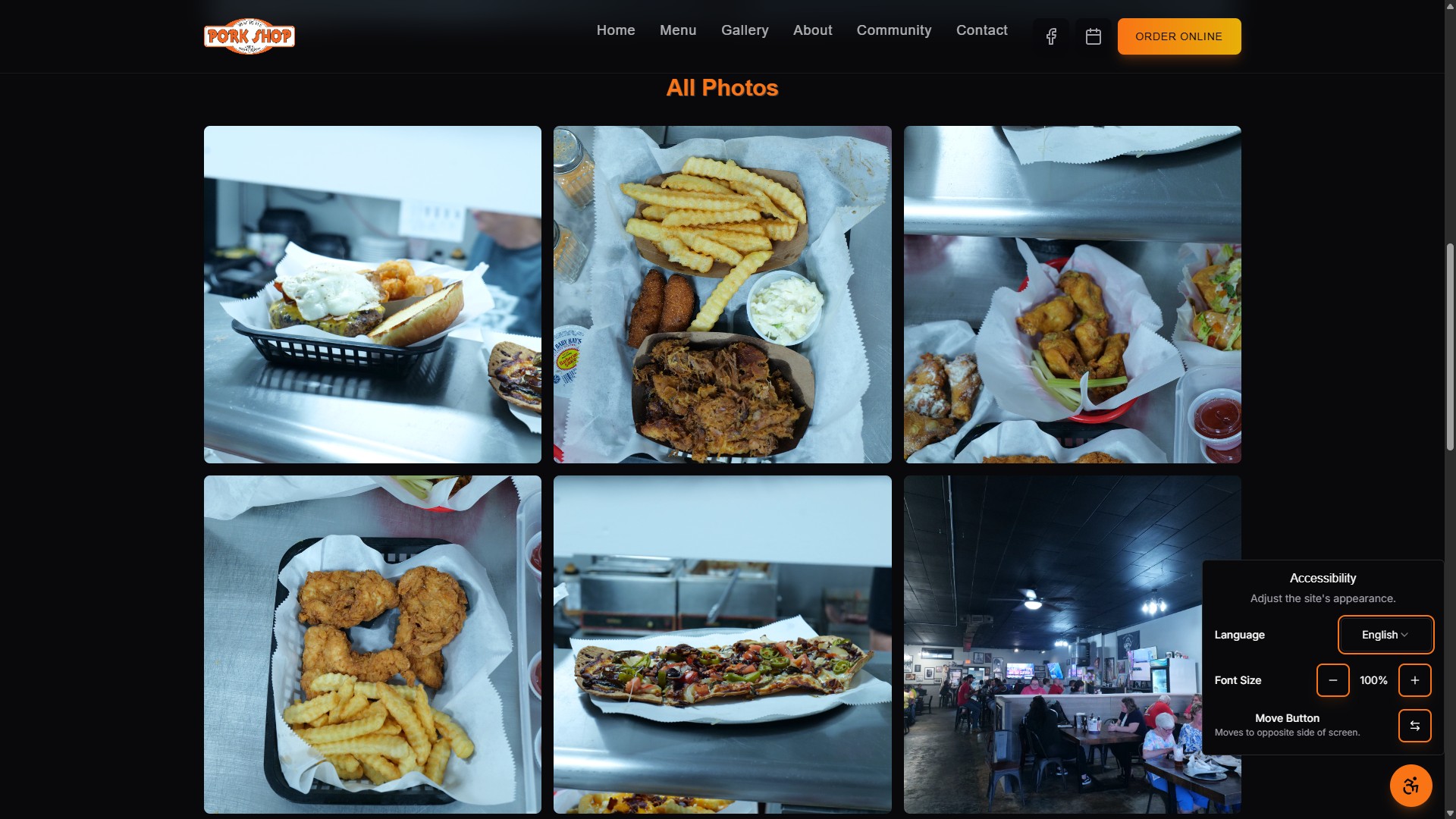 That Little Pork Shop gallery showcase displaying their food photography and restaurant atmosphere